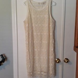 LOFT cream lace shift dress